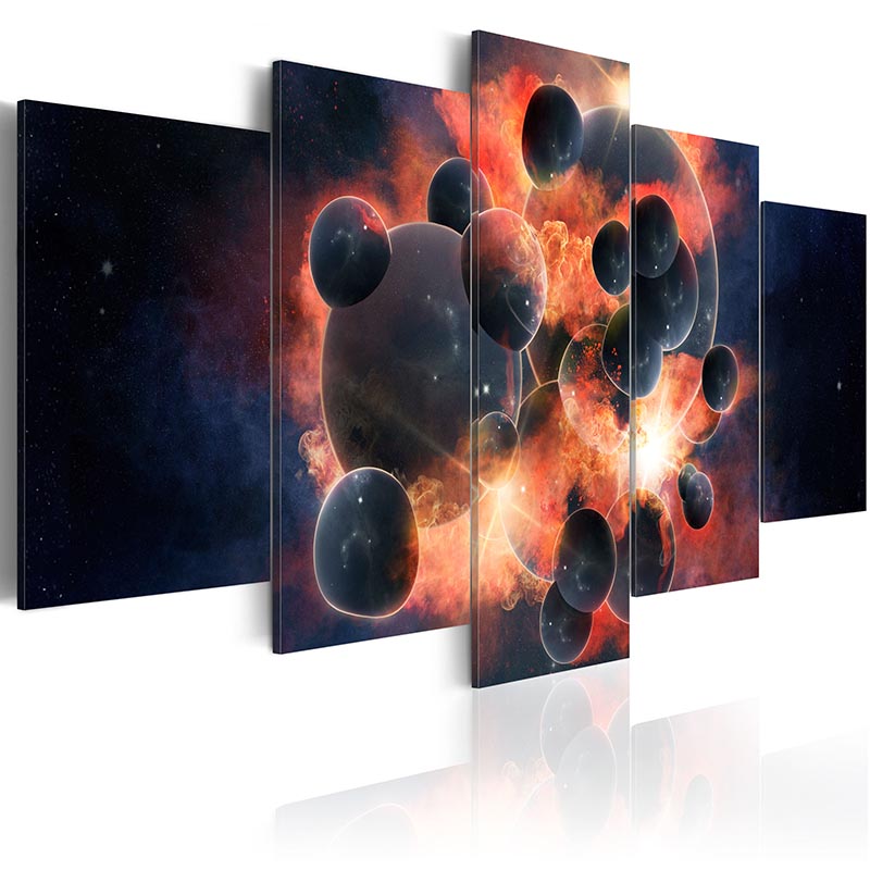 5PCS/Set Flower Burning Heart Space Planet Abstract Metal Wave Art Print Frameless Canvas Painting Wall Picture Home Decoration No Frame