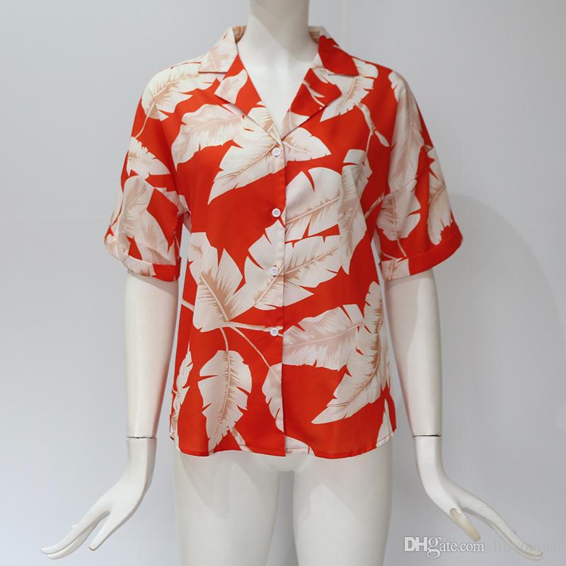 2020 Summer Blouse Women Short Sleeve Chiffon Blouse Casual Boho Style Floral Print Tops Turn Down Collar Office Shirt Plus Size