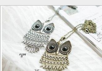 New necklace, fashionable and popular in Europe and America, retro owl necklace, sweater chain wl1077