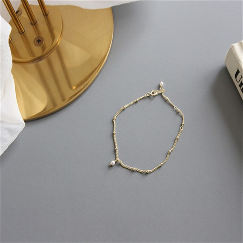 New Fashion Simple Pearl Charms Bracelets For Students 100% 925 Sterling Silver Crystal Pearl Chain Bracelet