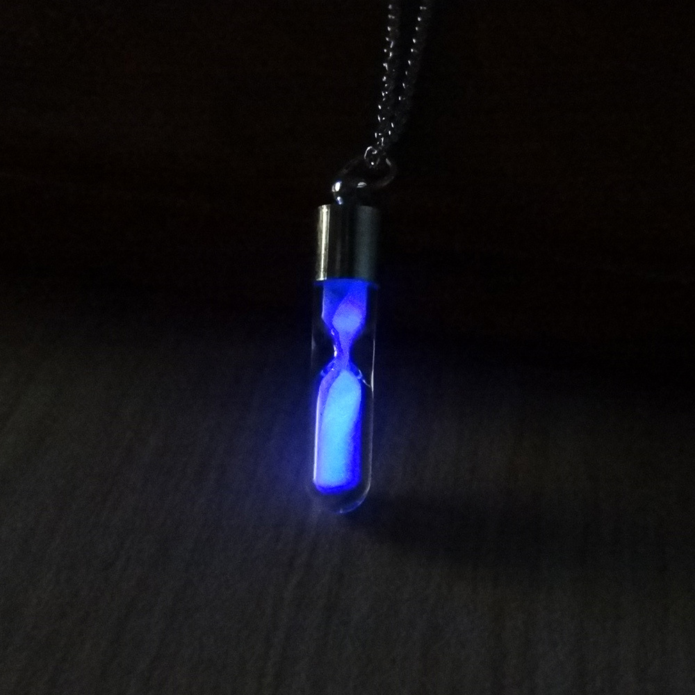 Hourglass Necklace Glass Pendant Glow In The Dark Necklace Silver Chain Luminous Jewelry Women Gifts Gem Accessories