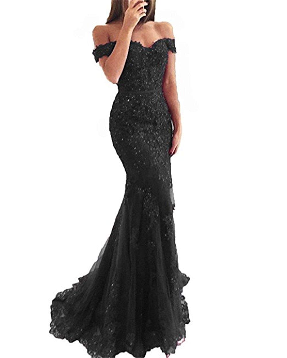2019 New Burgundy Red Royal Blue Cheap Mermaid Prom Dresses Long Off Shoulder Beads Sequined Lace Applique Evening Party Wear Formal Dress