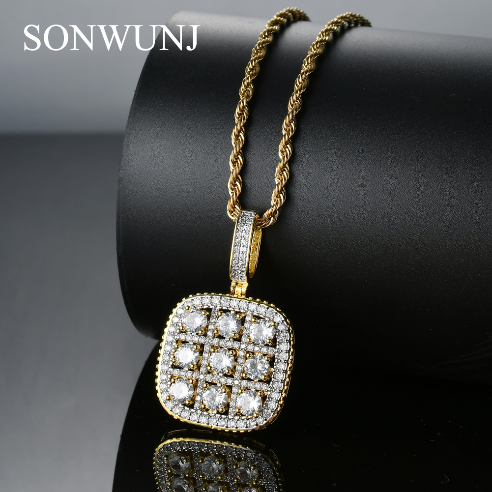 Wholesale- Hip Hop Sudoku Pendant Copper Micro pave with CZ stones Necklace Jewelry for men and women CN022