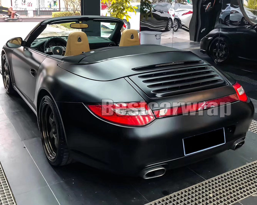 Premium Matte Black Vinyl Wrap Sticker Whole Shiny Car Wrapping Covering Film With Air Release Initial Low Tack Glue Self Adhesive Foil 1.52x18m 5X59f