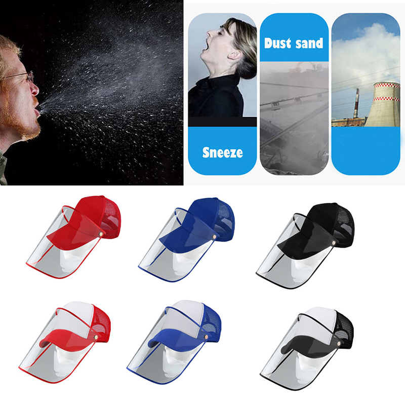 Dust-proof Anti-splash Baseball Cap With Dust-proof Transparent Cover Outdoor Face Mask High Quality Cotton Material FP8