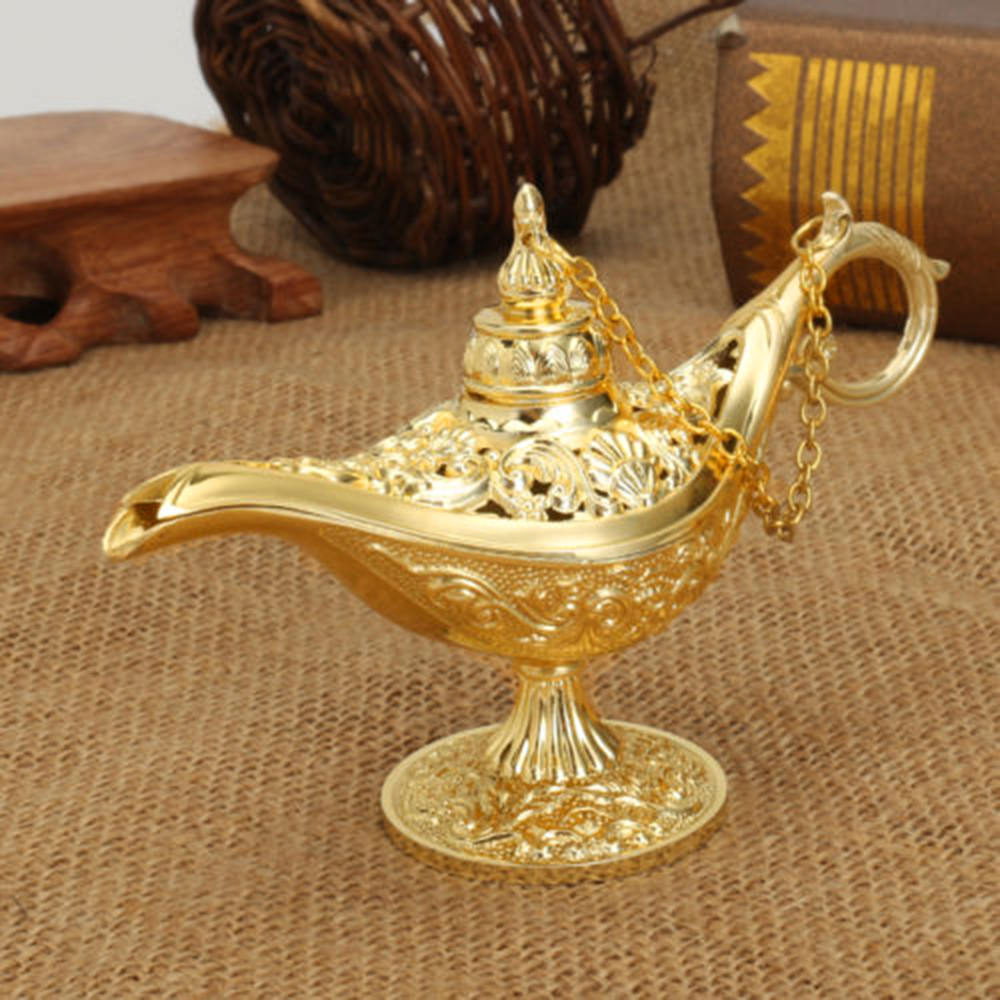 Excellent Fairy Tale Aladdin Magic Lamp Incense Burner Vintage Retro Tea Pot Genie Lamp Aroma Stone Home Ornament Metal Craft
Excellent Fairy Tale Aladdin Magic Lamp Incense Burner Vintage Retro Tea Pot Genie Lamp Aroma Stone Home Ornament Metal Craft