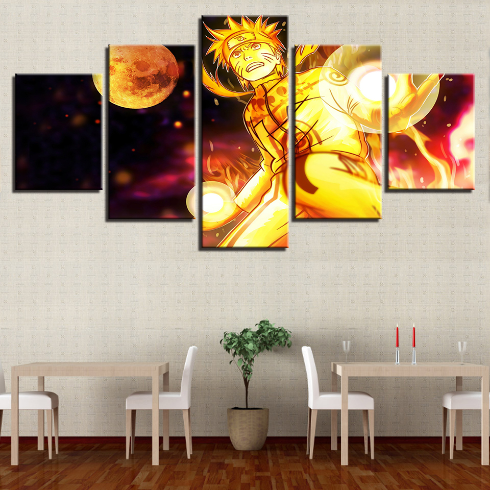 Unframed HD Printed 5 Piece Canvas Art Naruto Uzumaki Children Room Decoration Paintings on Canvas for Home Deor
