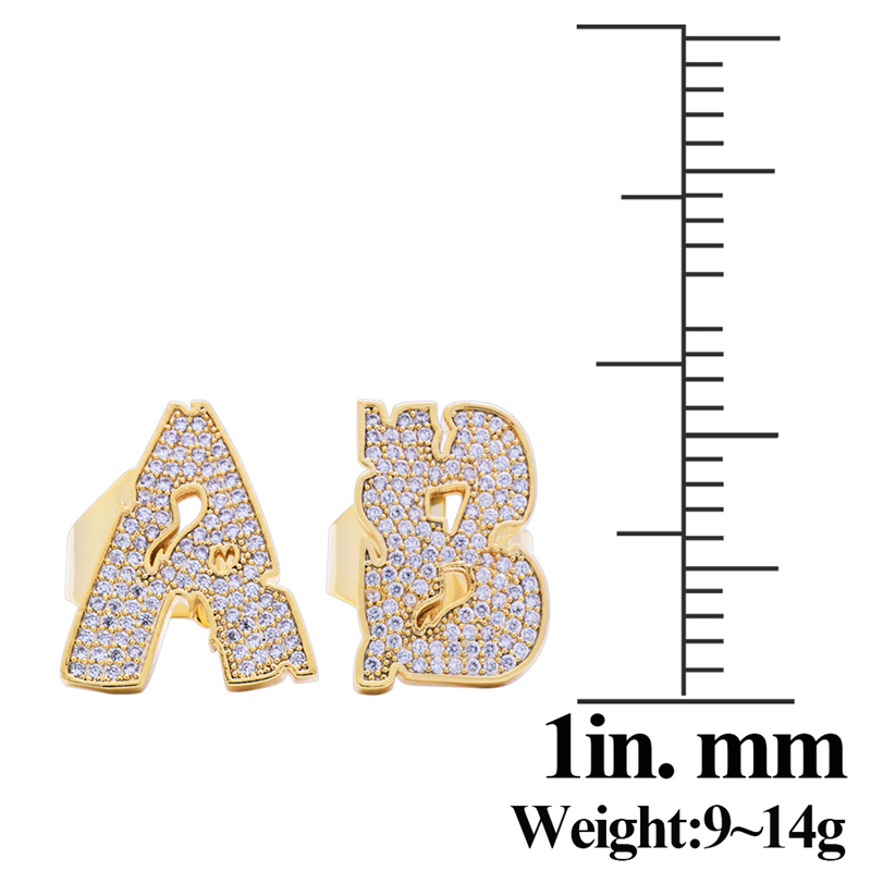 New Fashion Yellow Gold Plated Full CZ A-Z Letters Rings for Men Women Hip Hop Ring Jewelry Gift