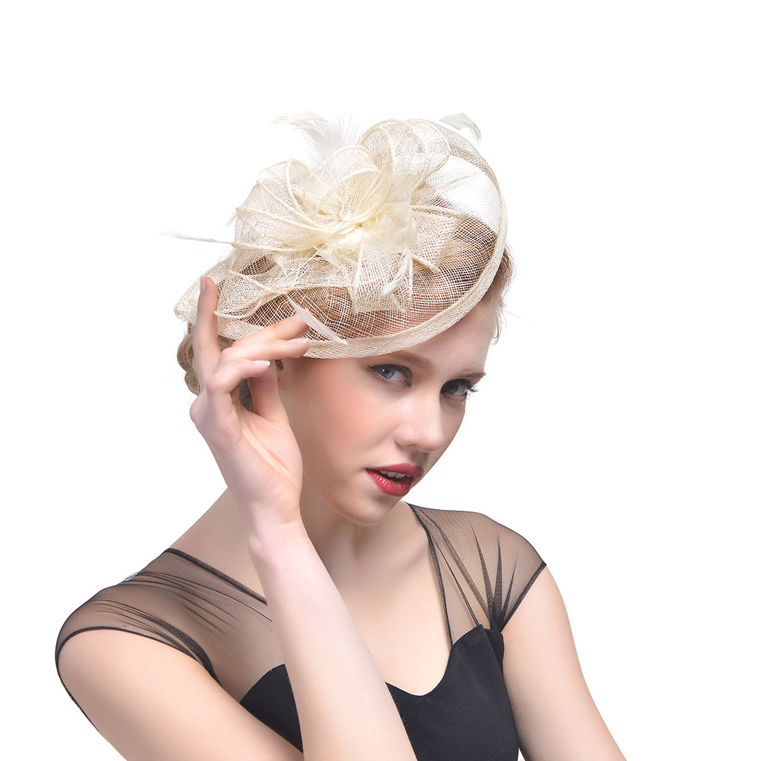 Bridal hats Feather Fascinator Hand Made Hair Bridal Birdcage Veil Hat Wedding Hats Fascinators Cheap Femin Hair Flowers For Wedding Party
