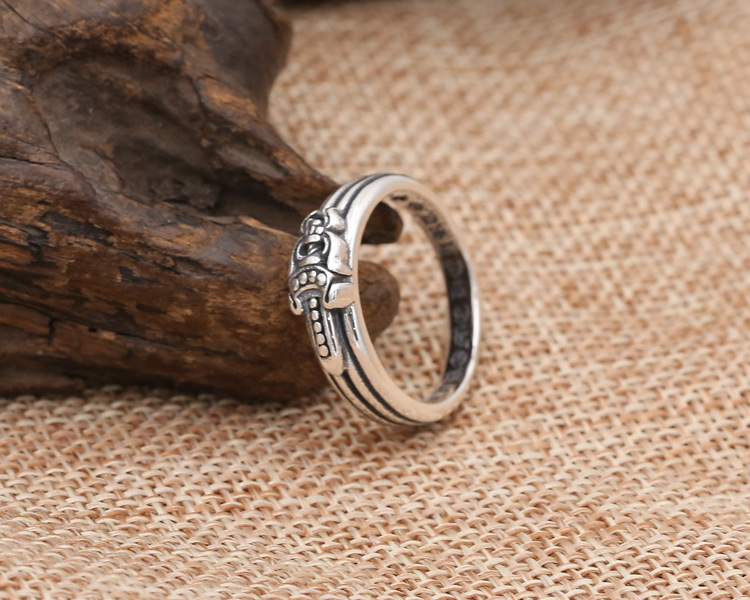 925 sterling silver American European hand-made designer vintage jewelry antique silver oxidized sword band ring for women men