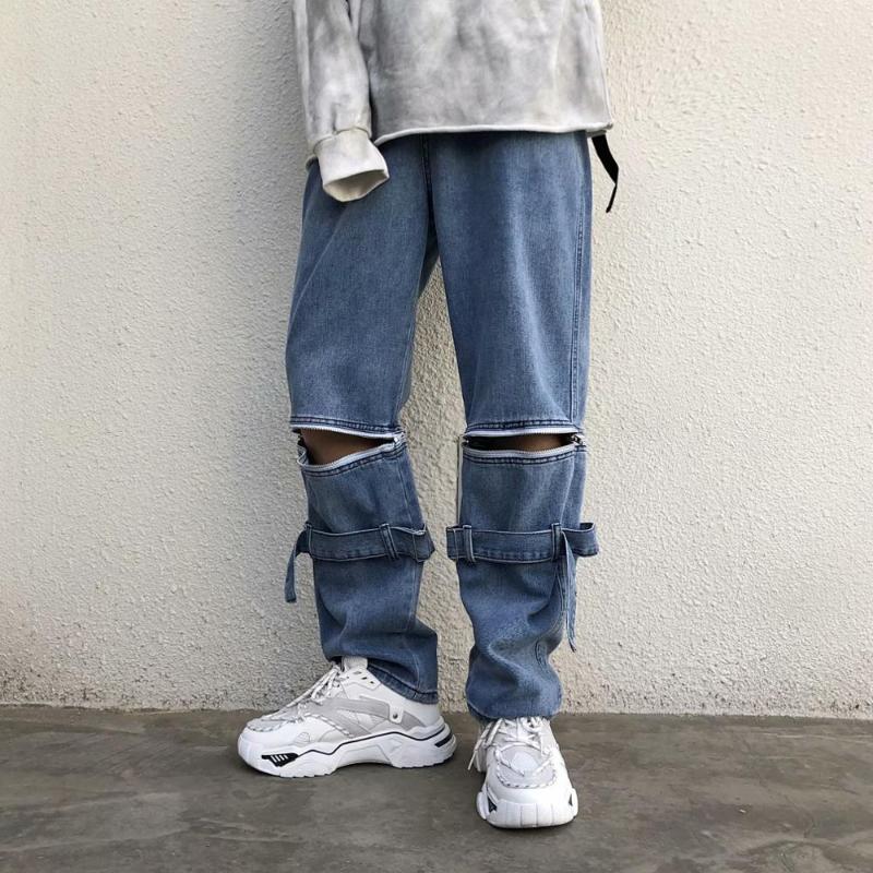 Hot 2020 Denim hip hop Dad pants male zipper stitching removable shorts spring and autumn new loose straight jeans men, Blue
Hot 2020 Denim hip hop Dad pants male zipper stitching removable shorts spring and autumn new loose straight jeans men, Blue