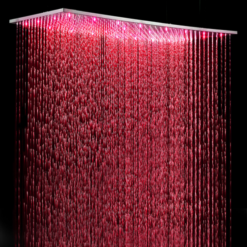 Ceiling LED Shower Head Bathroom Large Rain Overhead Panel 304 Stainless Steel Brushed Finish Showerheads 500*1000MM or 400*800MM