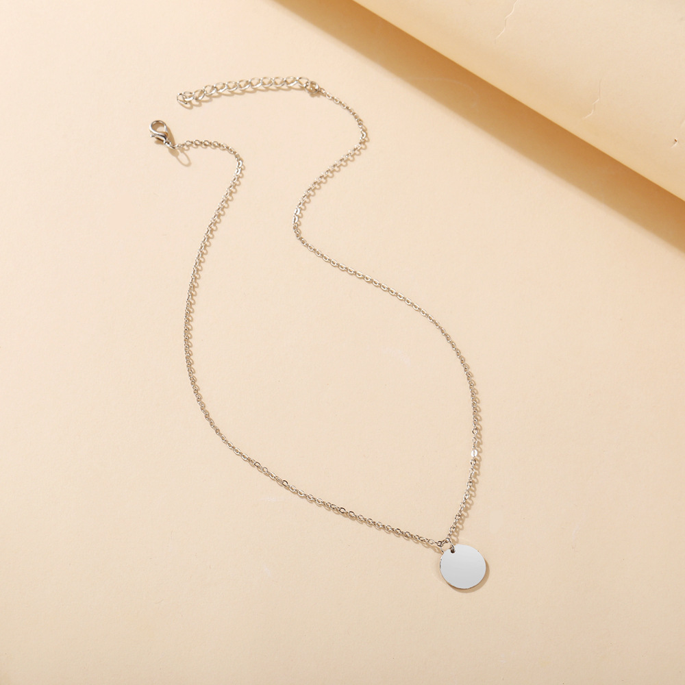 2024 New Fashion Stainless Steel Necklace Round Circle Pendant For Women Elegant Gold Silver Necklace Wedding Jewelry Wholesale Mother Gift