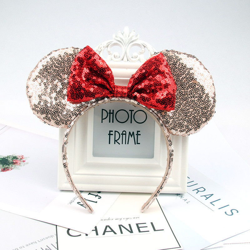 Christmas hair accessories headband high quality sequin bow head band M mouse ear headbands hairpin ship 6pcs