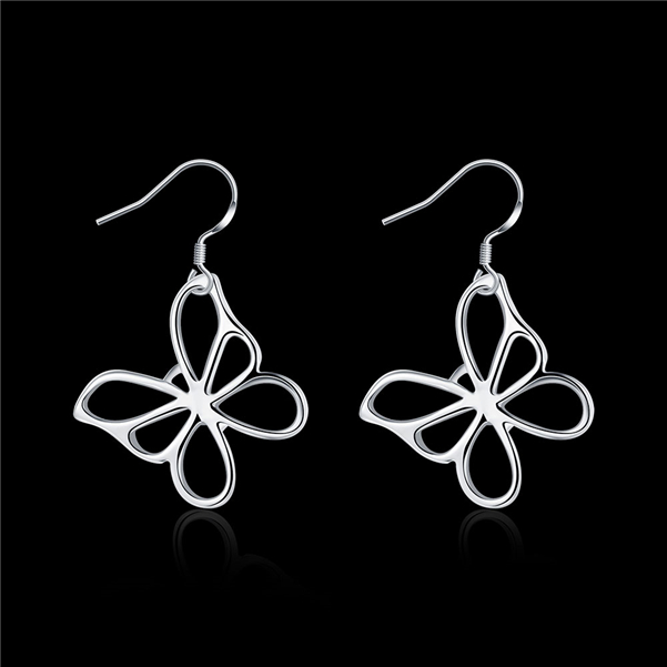 Brand new sterling silver plate Butterfly Earrings DFMSE011,women's 925 silver Dangle Chandelier earrings 10 pairs a lot