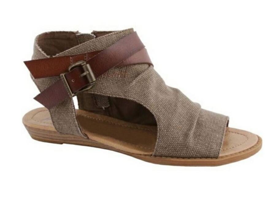 Hot Sale-als Fashion Canvas Peep Toe Women Sandals Open Toe Lace-up Flats Beach Casual Flip Flops