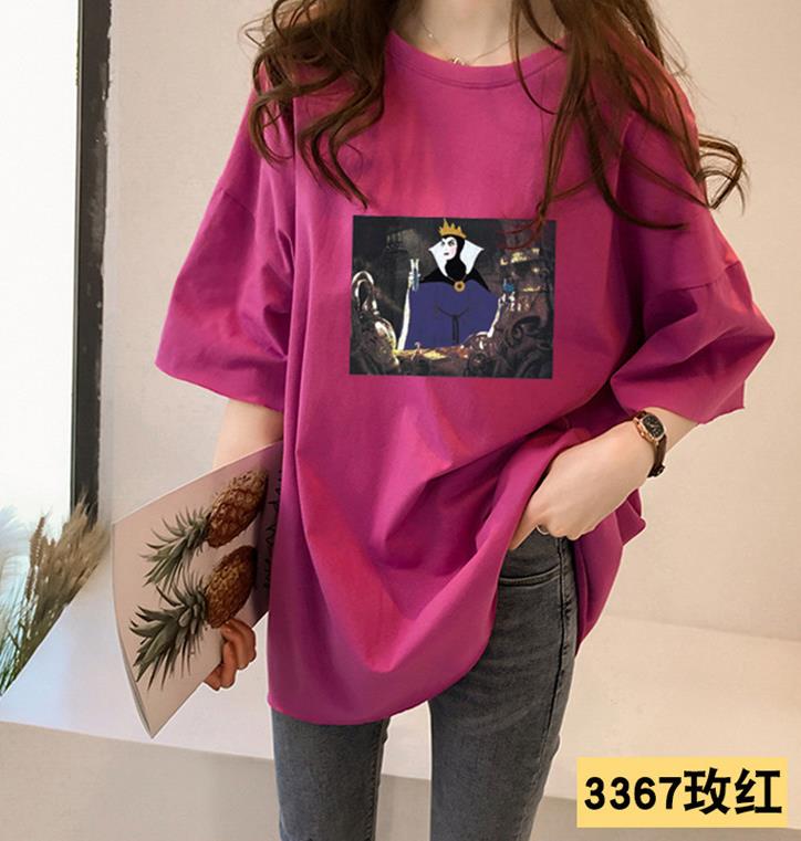 Women's tide 2019 spring and summer loose short-sleeved t-shirt female print wild bf Harajuku long section
