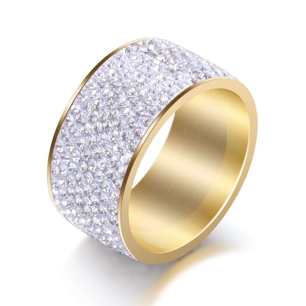 Titanium Stainless Steel Full Diamond Ring Band for Men and Women Couple 2023 New in Personalized Iced Out White Black Lovers Wedding Matching Rings G