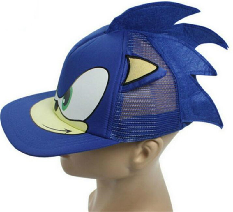 New 3D blue Cute Boy Sonic The Hedgehog Cartoon Youth Adjustable Baseball Hat Cap Blue For Boys Hot Selling party gifts