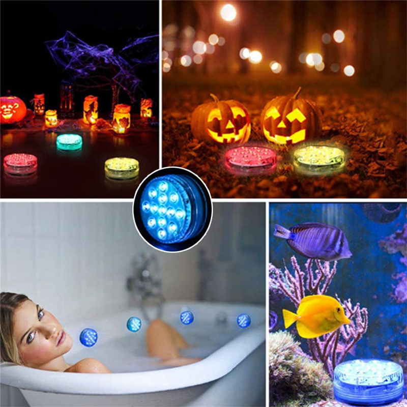 RGB Submersible Light with Magnet 13 LED Underwater Night Light Easy Carrying Great for Bar Swimming Pool Party Decoration