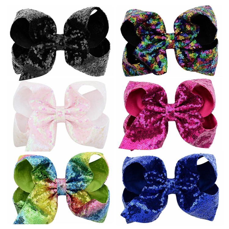 8 inch Sequin Hair Bow Mermaid Hairpin Baby kids Child Hairpin Headdress Colorful Mermaid Hair Clip Hair Accessories 6040