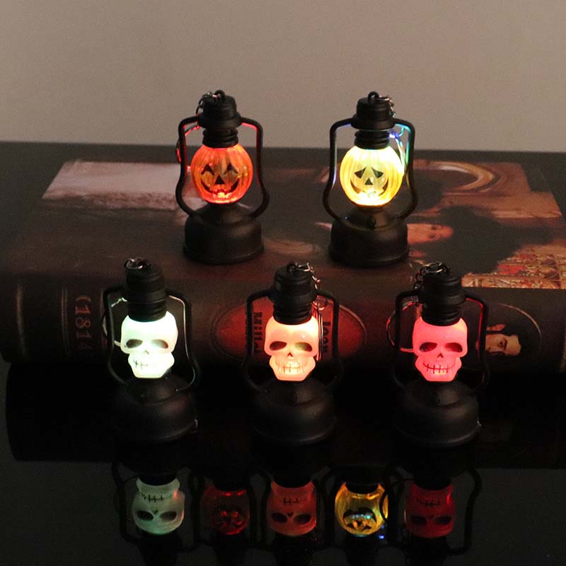 Halloween Portable Pumpkin Face Skull LED Light Lamp Flashing Decoration Night Lights for Party Bar Bedroom Home Festival Accessories