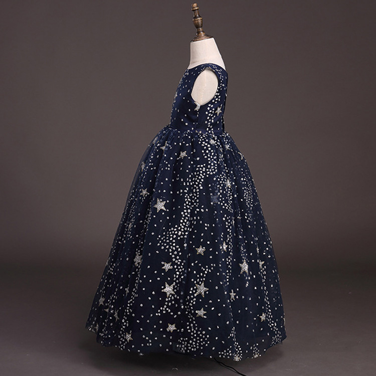 Full Star Flower Girls Dresses Sleeves Jewel Neck Girls Pageant Dresses Ball Gown Dress For Wedding Birthday Party