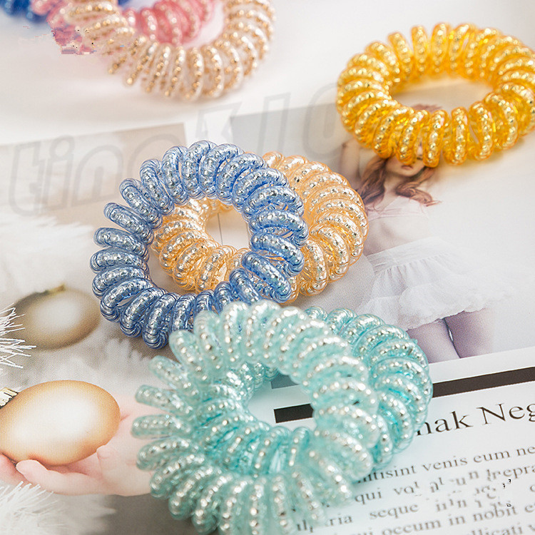 Multi colors 3.9 cm chain Telephone Wire Hair Tie fashion Jelly Hair Rope Candy Color large size Telephone Wire Haircircle T9I00269