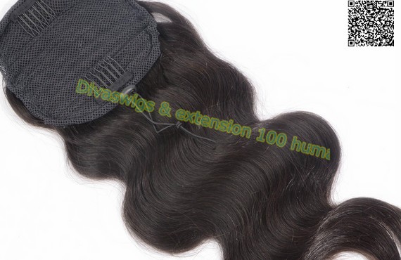 22" & 160g Hair Piece Pony Tail Extension (DARK BROWN CHOCOLATE) Very Long & Voluminous Curled Wavy Malaysian human hair