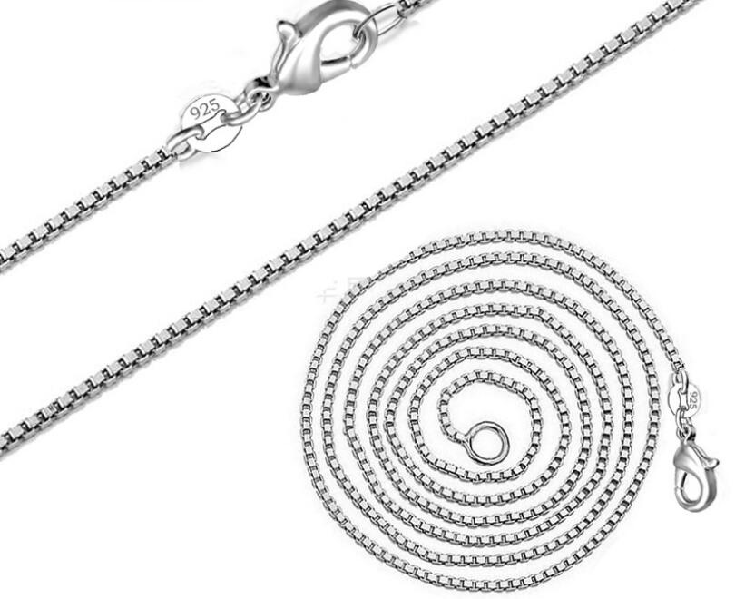 Hot sale Men women Necklace 12pcs/lot 925 sterling Silver 1.5MM Box Chain Necklace 16"/18"/20"/22"/24" for Pendants