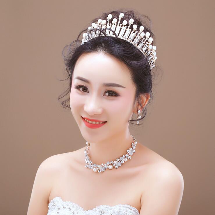 Bridal Jewelry valentine's day gift bride accessories set for Wedding decorations necklace earrings and a crown set