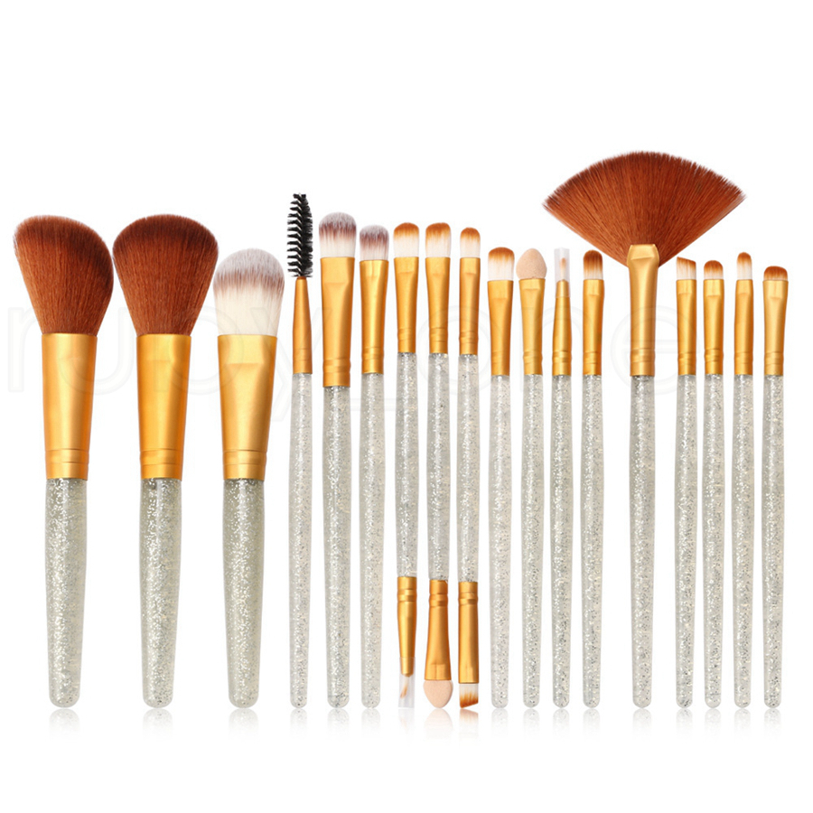 Shiny Makeup Brush Set Professional Glitter Powder Eyeliner Eyelash Lip Foundation Brushes Set Make Up Tool Kit 18Pcs/set Juego De Brochas De Maquilla