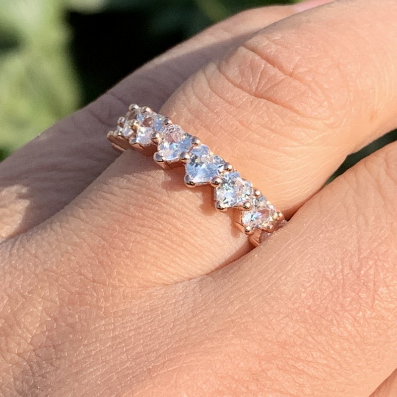 Wholesale Vintage Fashion Jewelry 925 Sterling Silver&Rose Gold Fill Full Pear Cut White Topaz CZ Diamond Gemstones Promise Women Band Ring