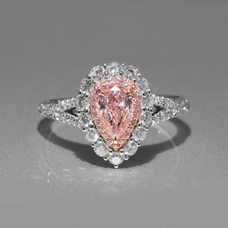 Pink Teardrop Diamond Wedding RING 925 Sterling Silver Water drop Engagement Rings with Retail box set for Women Factory wholesale - view 4