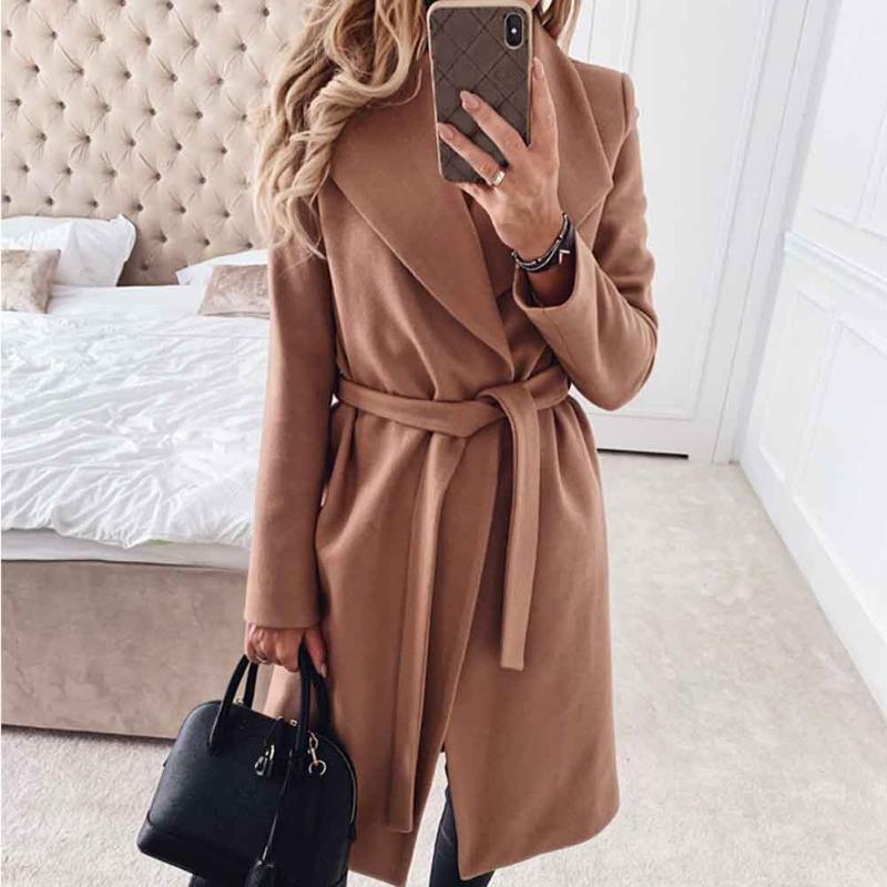 Casual Women Coat Fashion Long Sleeve Mid-length Lapel Neck With Waist Belt Daily Autumn Winter Office Streetwear Keep Warm, Khaki
Casual Women Coat Fashion Long Sleeve Mid-length Lapel Neck With Waist Belt Daily Autumn Winter Office Streetwear Keep Warm, Khaki