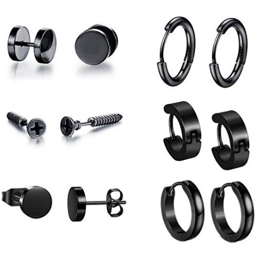 8 pairs/set Hip Hop Stud Ear Clip Earrings New Style Stainless Steel Earrings Jewelry Wholesale