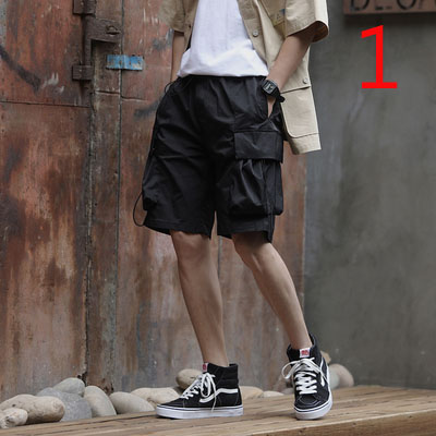Summer casual shorts street fashion solid color drawstring tooling five pants 
Summer casual shorts street fashion solid color drawstring tooling five pants