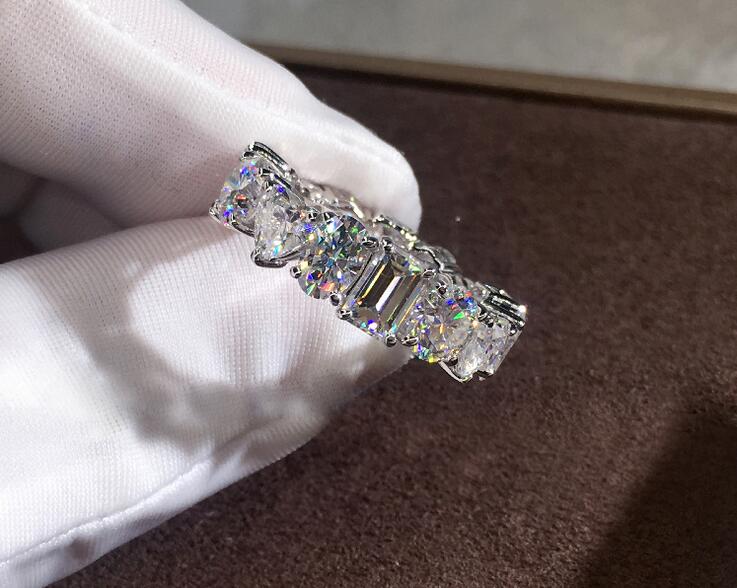 Classical Fashion Jewelry Handmade Hot Sale 925 Sterling Silver Princess White Topaz CZ Diamond Promise Women Wedding Finger Ring Gift