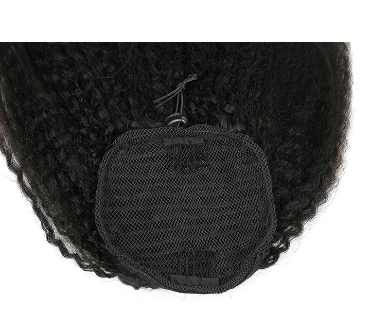 African american coarse yaki kinky straight drawstring pony tail human hair easy wearing clip in kinky ponytail hairpiece long big 140g