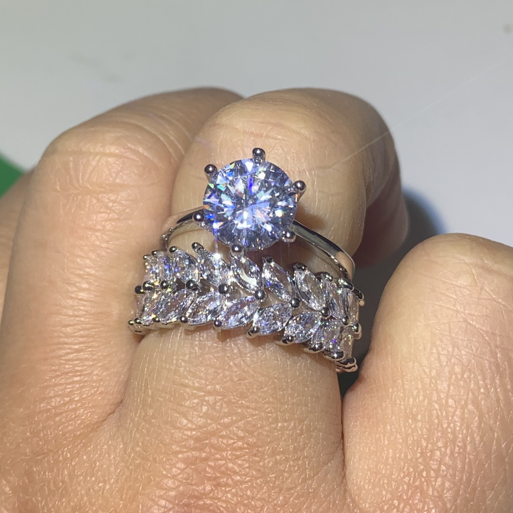 Choucong Stunning High Quality Luxury Jewelry Couple Rings 925 Sterling Silver Marquise Cut White Topaz CZ Diamond Wedding Band Ring Gift