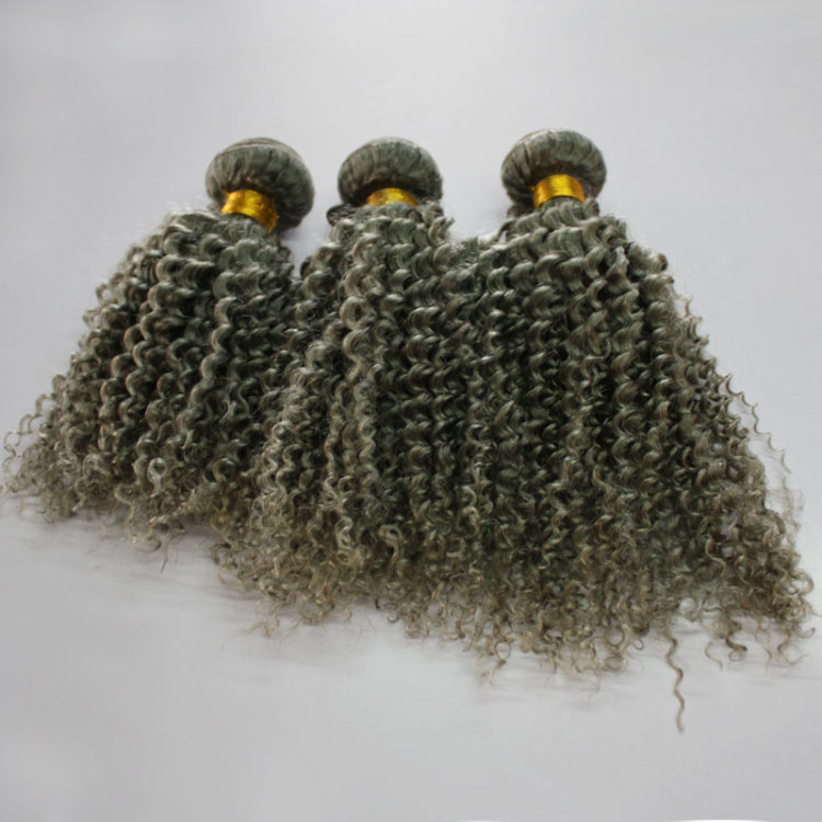 CE certificated silver grey hair extensions 80g 100g 120g/piece human grey hair weave brazilian kinky curly gray blonde brown hair extension