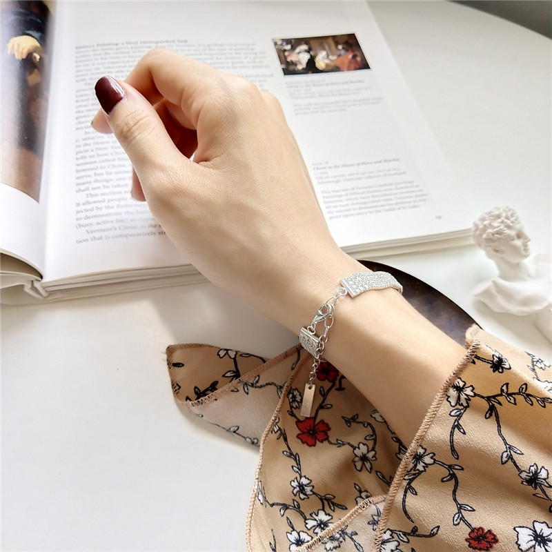 New Wedding Jewelry Gifts Four Layer Micro Zircon Tennis Bracelet Women Lovers Gift 925 Sterling Silver Strand Bangle&Bracelet