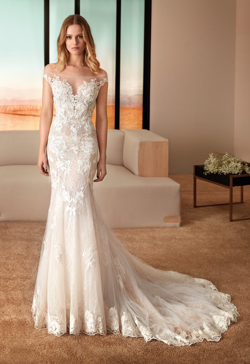 Elegant Lace Mermaid Wedding Dresses Off The Shoulder Country Boho Wedding Dress Robe De Mariee Garden Beach Sweep Train Bridal Gowns