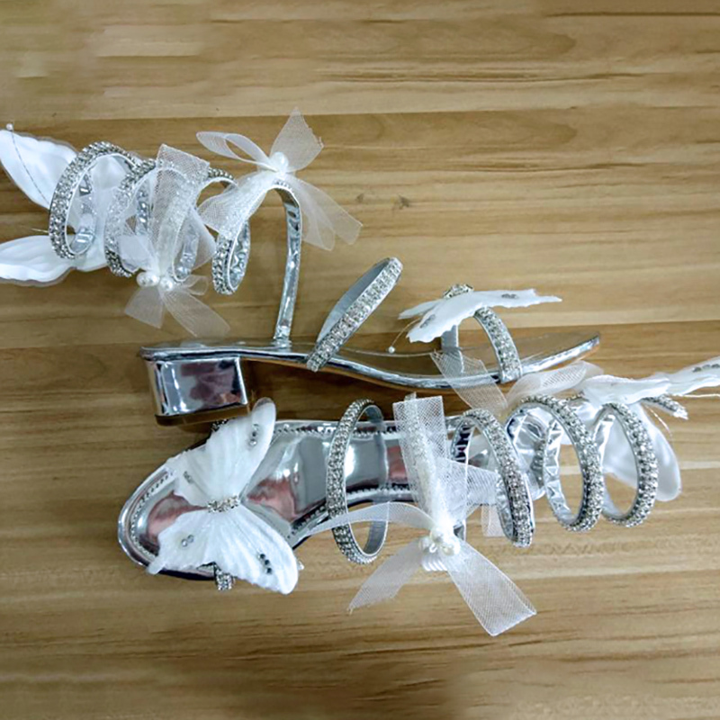 Snake Strap Sandals Women Summer Shoes Flat Wedge High Heels Crystal Women Gladiator Butterfly Sandals Open Clip Toe Ladies Shoe 210306