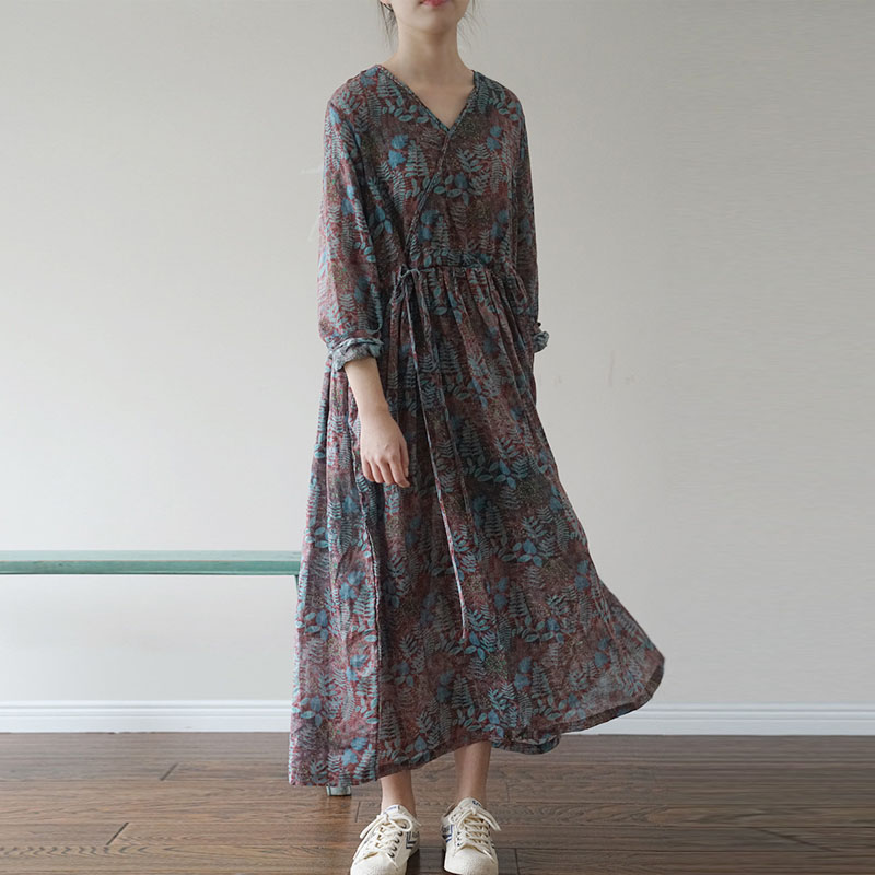 Johnature 2020 Spring New Fashion Floral Print V-neck Long Sleeve Dresses Cotton Linen Comfortable Women Retro Embroidery Dress, Multi
Johnature 2020 Spring New Fashion Floral Print V-neck Long Sleeve Dresses Cotton Linen Comfortable Women Retro Embroidery Dress, Multi