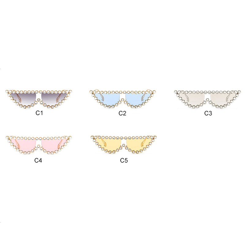 Sunglasses Women New Fashion Cat Eye Sun Glasses Female Diamond Flat Top Eye Wear UV400