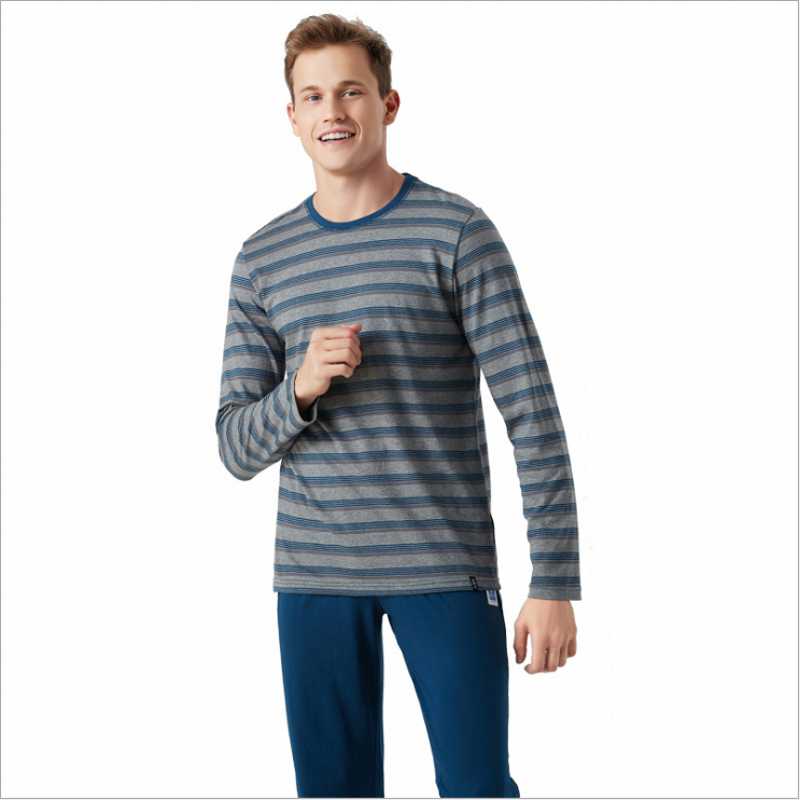 2020 Autumn Homewear Male Casual Striped Pajama sets Male Modal Cotton Sleepwear suit Men O-neck collar T shirt & Pants XXXL, Blue
2020 Autumn Homewear Male Casual Striped Pajama sets Male Modal Cotton Sleepwear suit Men O-neck collar T shirt & Pants XXXL, Blue