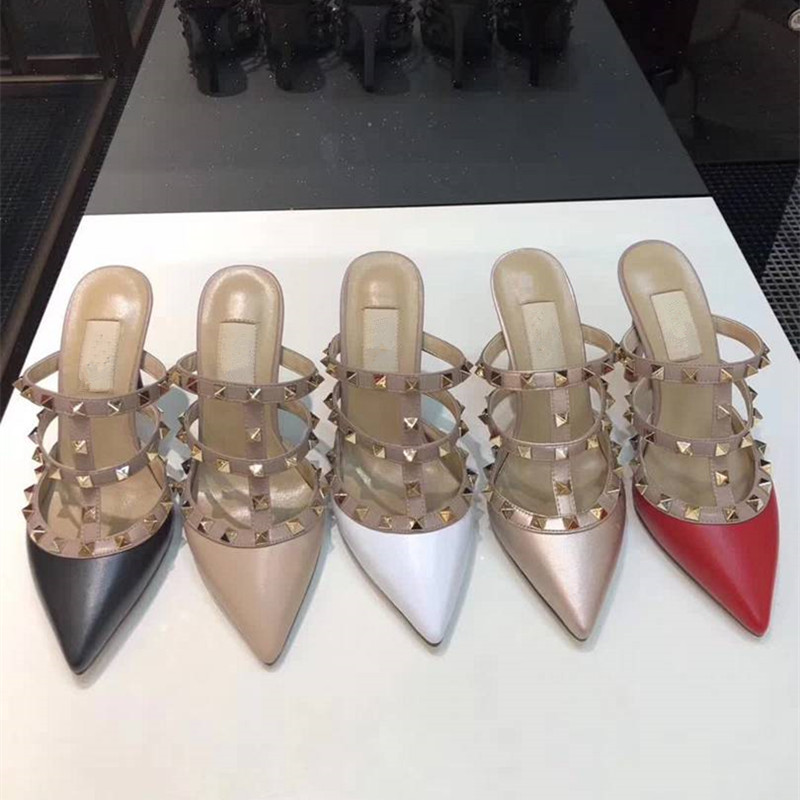 Pointed Leather Rivet Sandals Nude Black Red Yellow 6.5cm 9.5cm Matte Patent Leather High-heeled Shoes Slippers High-quality Flat Shoes, Patent leather 1
Pointed Leather Rivet Sandals Nude Black Red Yellow 6.5cm 9.5cm Matte Patent Leather High-heeled Shoes Slippers High-quality Flat Shoes, Patent leather 1