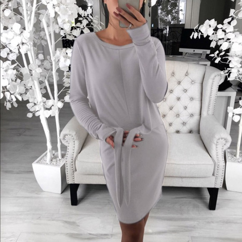 Women Knee-Length Knitted Cotton Sweater Dress Autumn Winter Long Sleeve Lace-Up Waist Tightening Tight Dress Fashion Vestidos, Black
Women Knee-Length Knitted Cotton Sweater Dress Autumn Winter Long Sleeve Lace-Up Waist Tightening Tight Dress Fashion Vestidos, Black