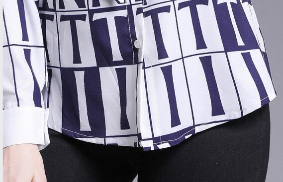 New Fashion Vintage Letter Print OL Women's Blouses Ladies Casual Office Button Front Bow Tie Neck Long Sleeve Shirts Tops